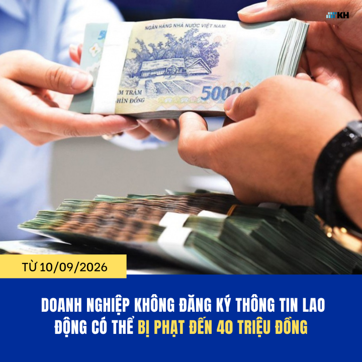 Từ 10/09/2026: Doanh nghiệp không đăng ký thông tin lao động có thể bị phạt đến 40 triệu đồng