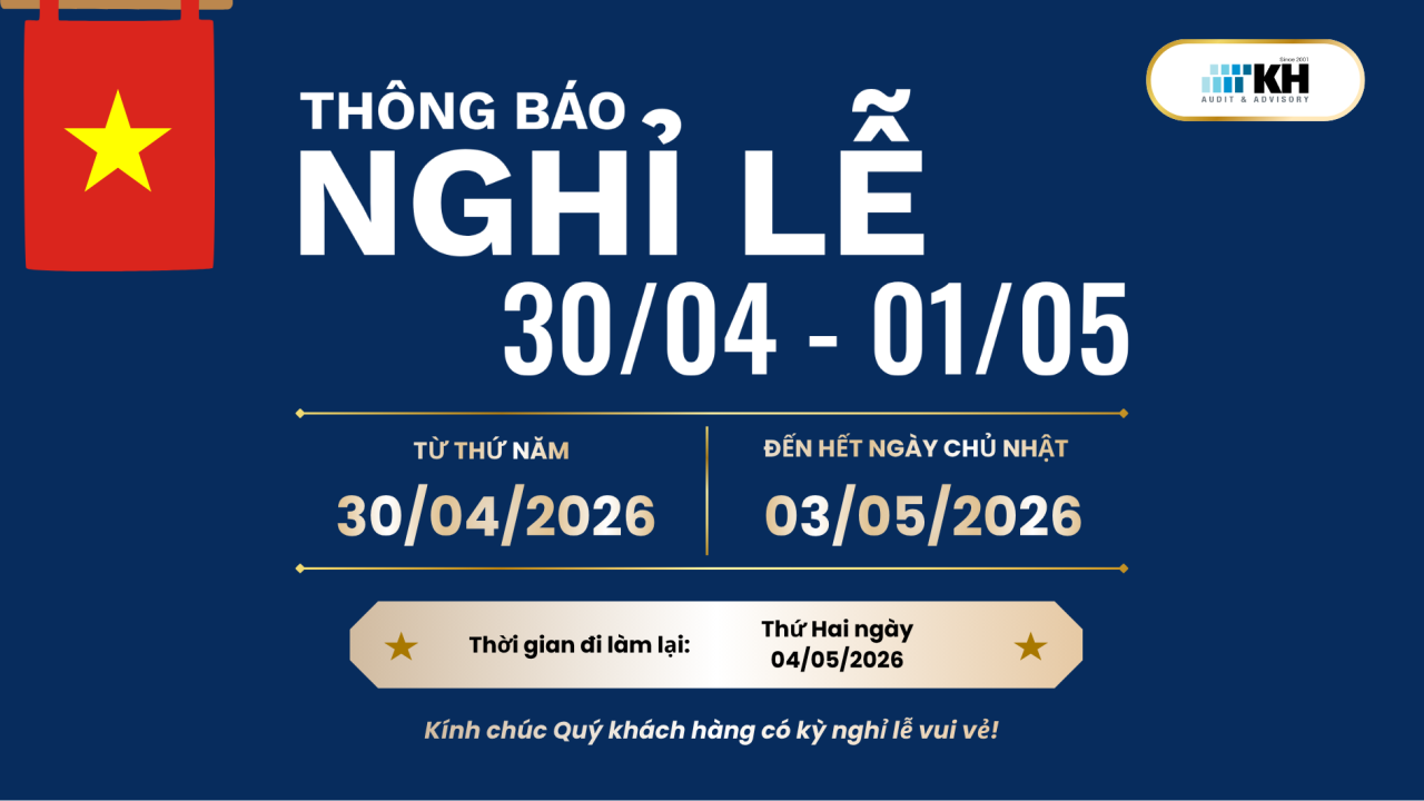 Thông báo lịch nghỉ lễ 30/4 – 01/5/2026
